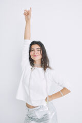 HI&BYE Camiseta 100% algod&oacute;n marfil logo marfil