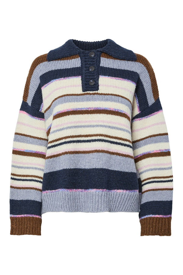 Pieces Jersey Cuello Polo Contraste marr&oacute;n