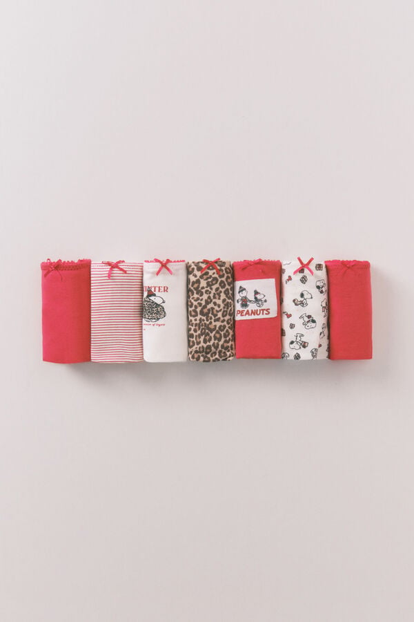 Women'secret Pack 7 tangas algod&oacute;n rojo Snoopy estampado