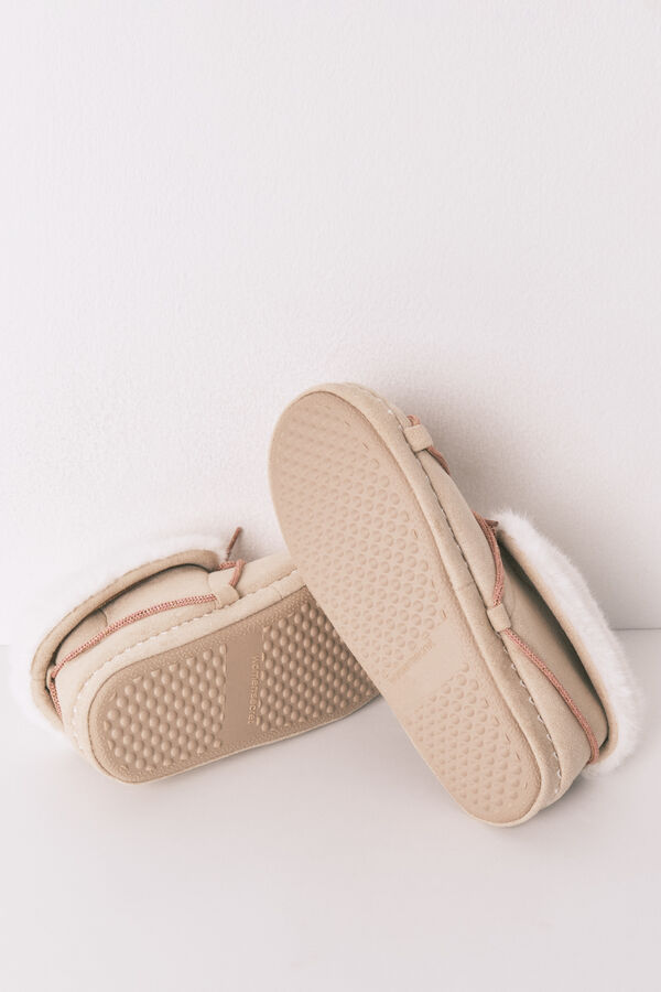 Women'secret Zapatillas casa botas antelina beige beige