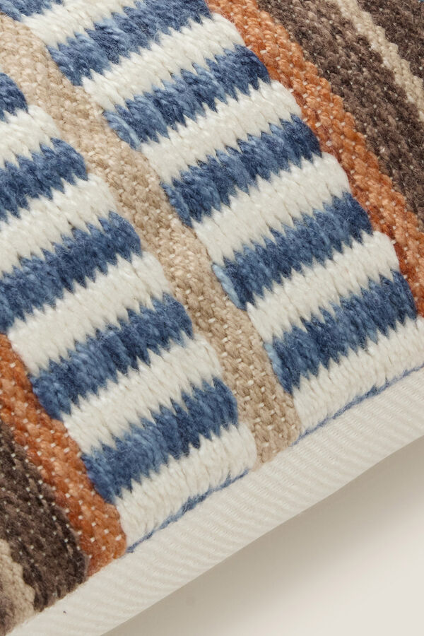 Textura Capa coxim fio tingido azul