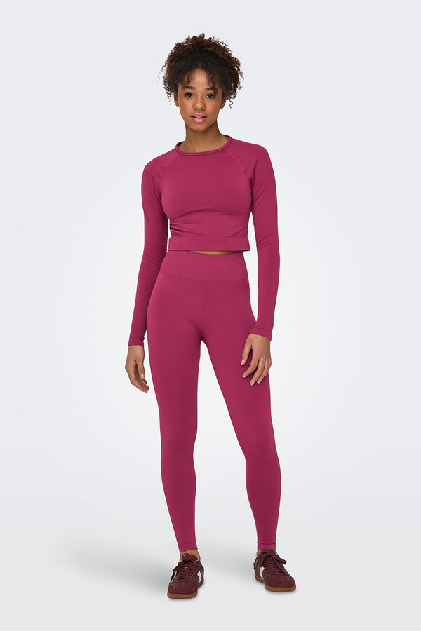 Only Play Crop top deportivo manga larga morado/lila