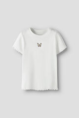 Name it T-shirt manga curta em canelado para menina branco