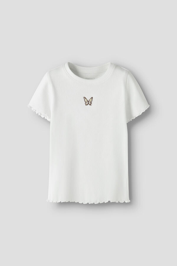 Name it T-shirt manga curta em canelado para menina branco