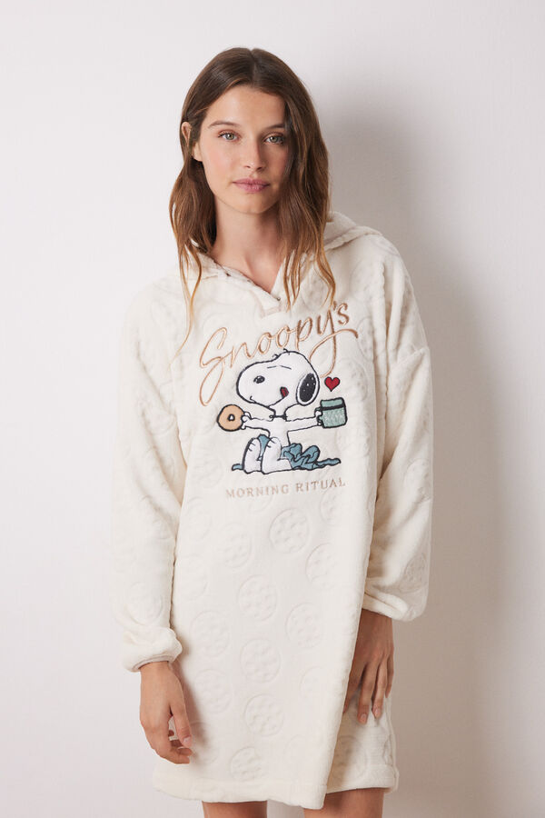 Women'secret Camisa de dormir polar curta Snoopy bege
