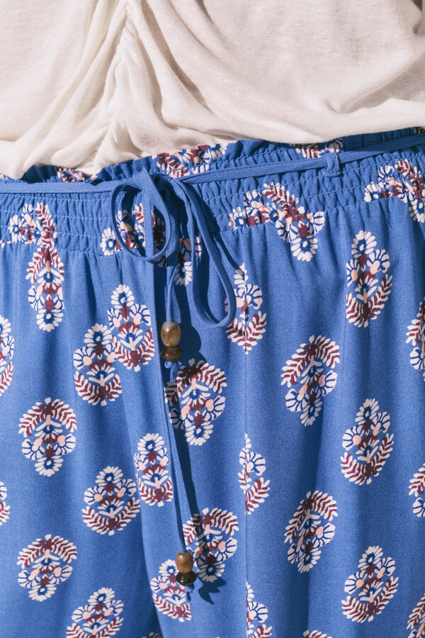 Women'secret Pantal&oacute;n largo estampado sello azul estampado