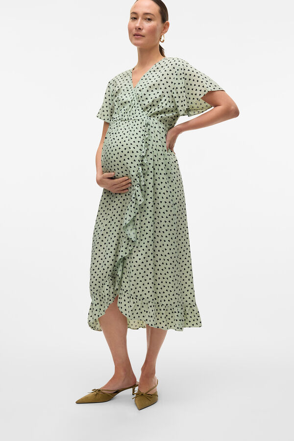 Mamalicious Vestido midi maternity y lactancia verde