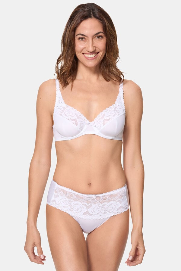 Playtex Braga midi de encaje y microfibra blanco