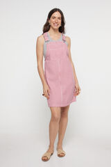 Pieces Vestido denim estampado a rayas rojo