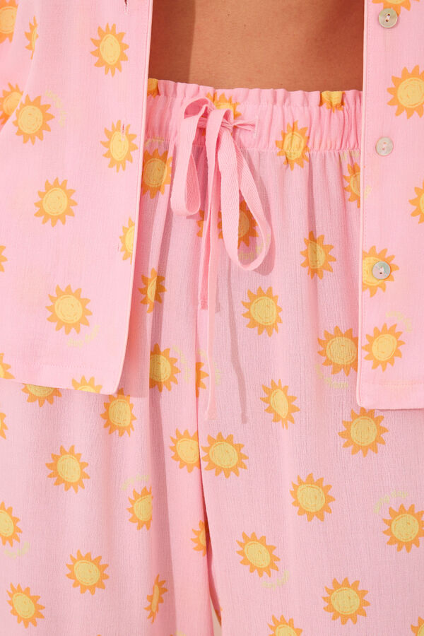 Women'secret Pijama camisero Capri viscosa rosa soles rosa