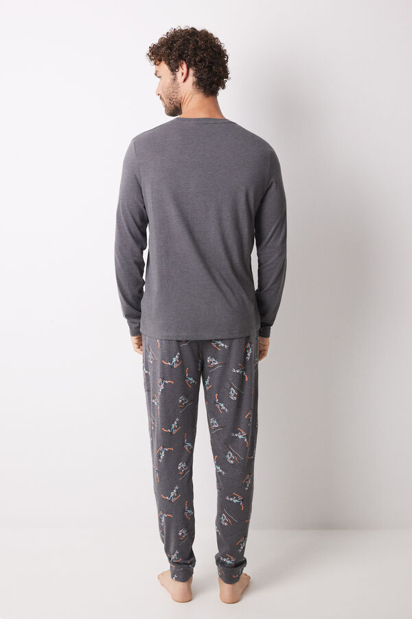 Women'secret Pijama largo hombre 100% algod&oacute;n ski gris