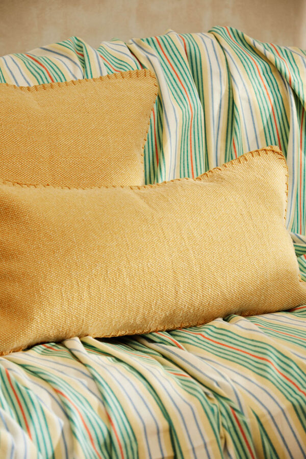 Calma House Capa de almofada de algodão Dhurrie amarelo Asana amarelo