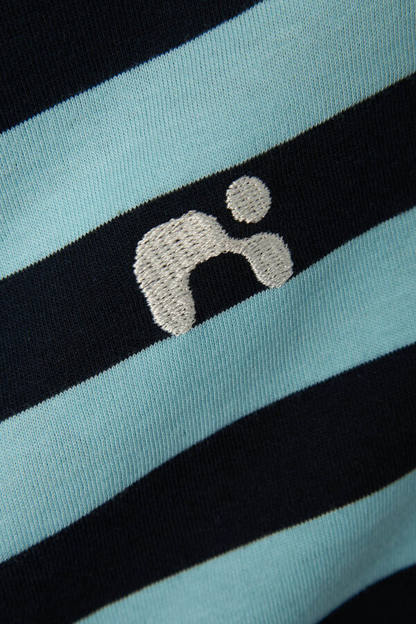 Name it Camiseta riscas com logo para meninos azul