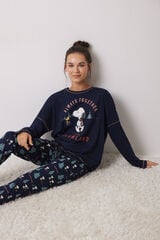 Women'secret Pijama largo 100% algod&oacute;n azul Snoopy azul