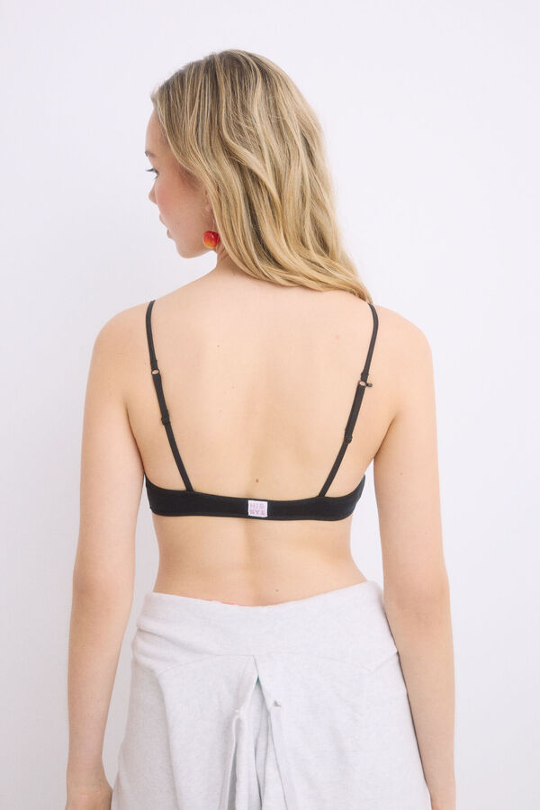HI&BYE Sutiã triangular preto sem costuras com copas removíveis preto