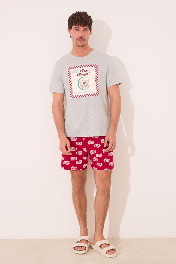 Women'secret Pijama curto masculino 100% algod&atilde;o Pizza Planet vermelho