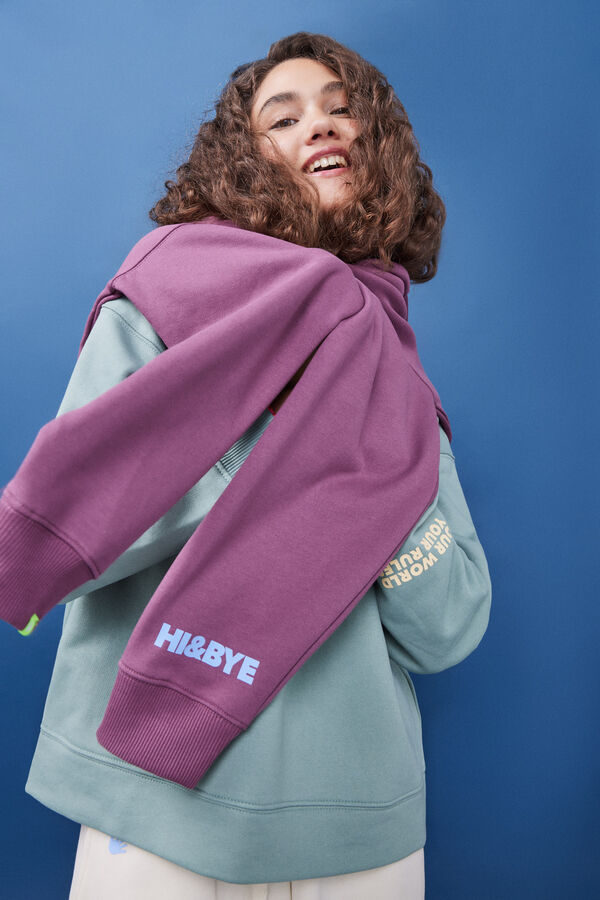 HI&BYE Sudadera felpa verde logo manga verde