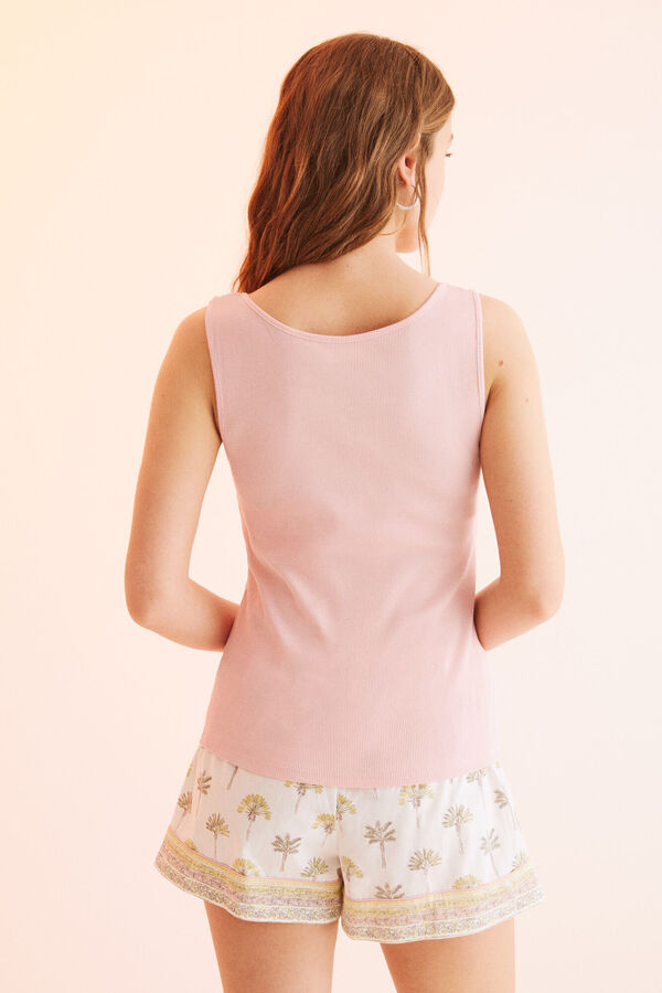 Womensecret Pijama corto 100% algodón tirante ancho rosa rosa