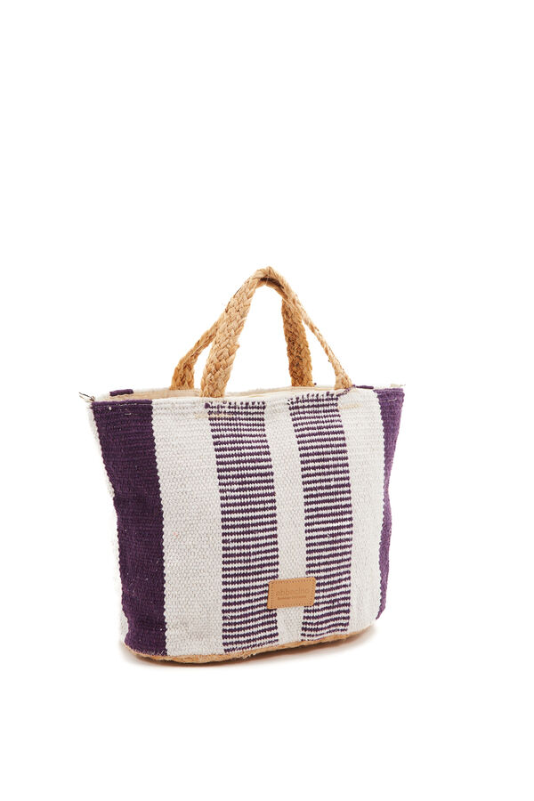 Abbacino Cesta pequena de ráfia riscas rosa