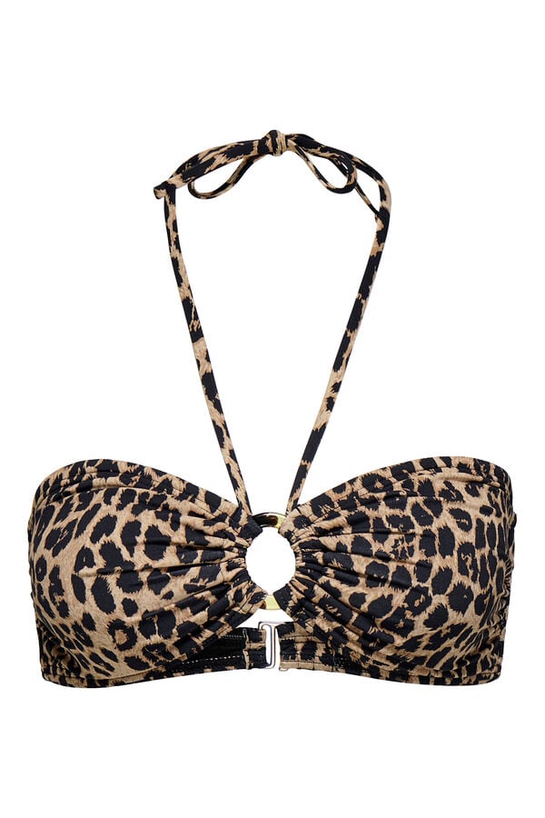 Only Top biqu&iacute;ni bandeau estampado leopardo cru