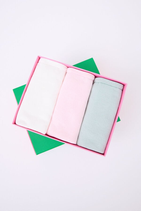 HI&BYE Pacote de 3 cuecas brasileiras brancas, rosa, verdes branco