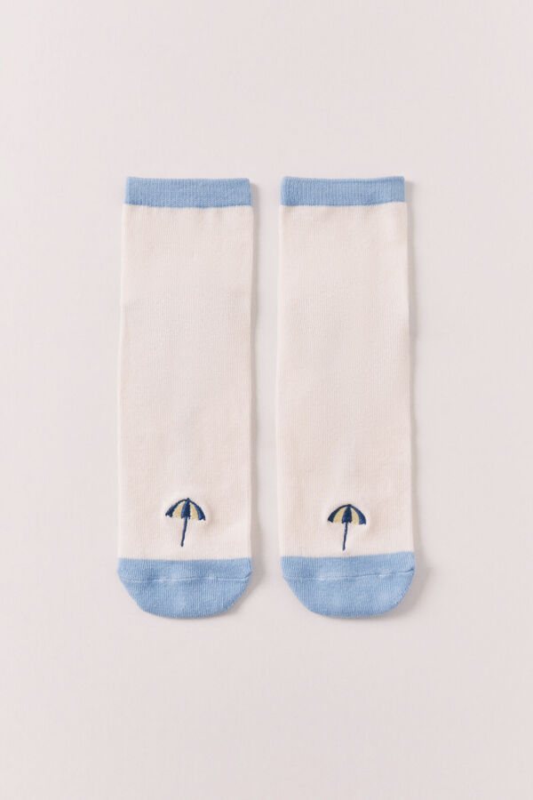 Women'secret Meias curtas bordado guarda-chuva azul