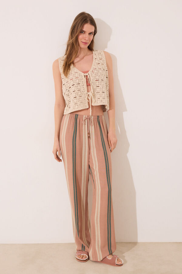 Women'secret Crochet curto colete cru