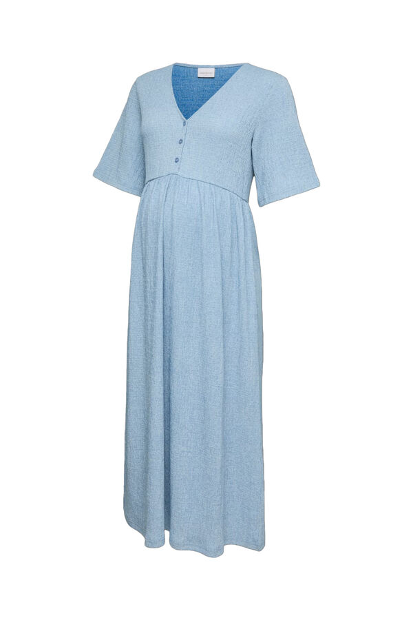 Mamalicious Vestido midi maternity decote em bico azul