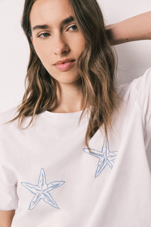 Women'secret Pijama curto em algod&atilde;o Family Collection azul