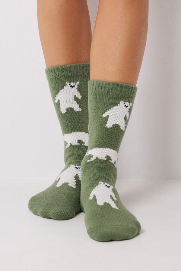 Women'secret Calcetines largos gruesos verde verde