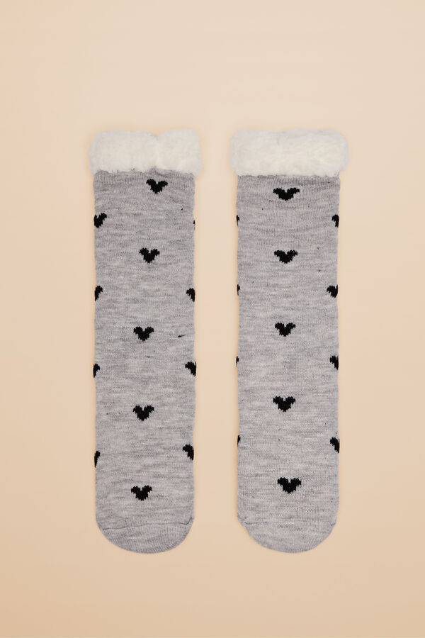 Women'secret Calcetines borreguito tricot Mickey Mouse gris