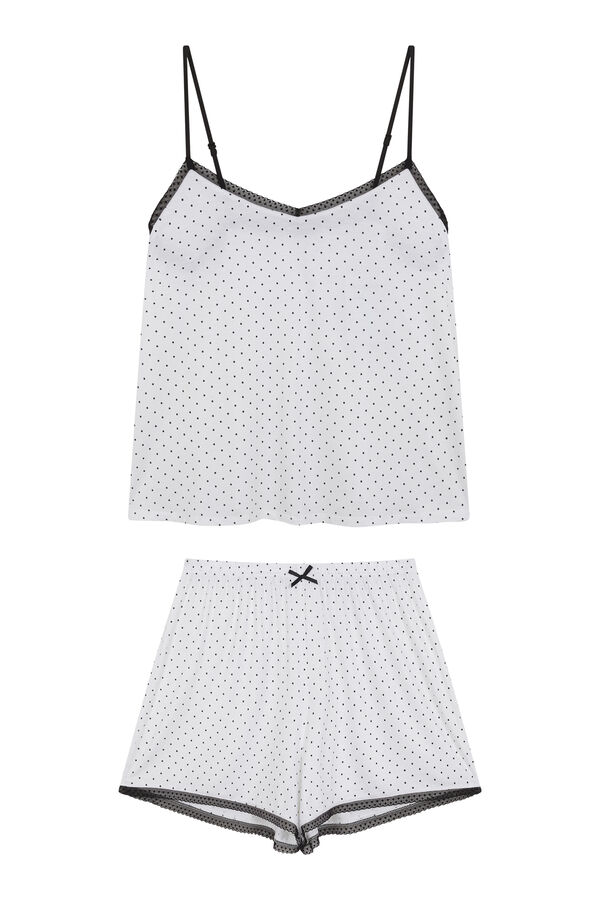 Women'secret Pijama pijama curto de bolinhas brancas branco
