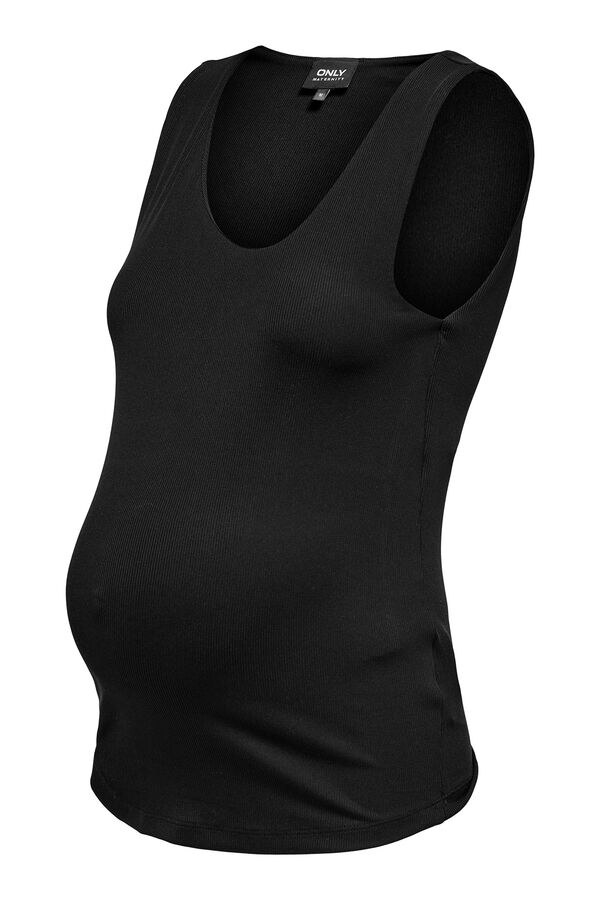 Only Maternity Top de alças com gola assimétrico para maternity preto