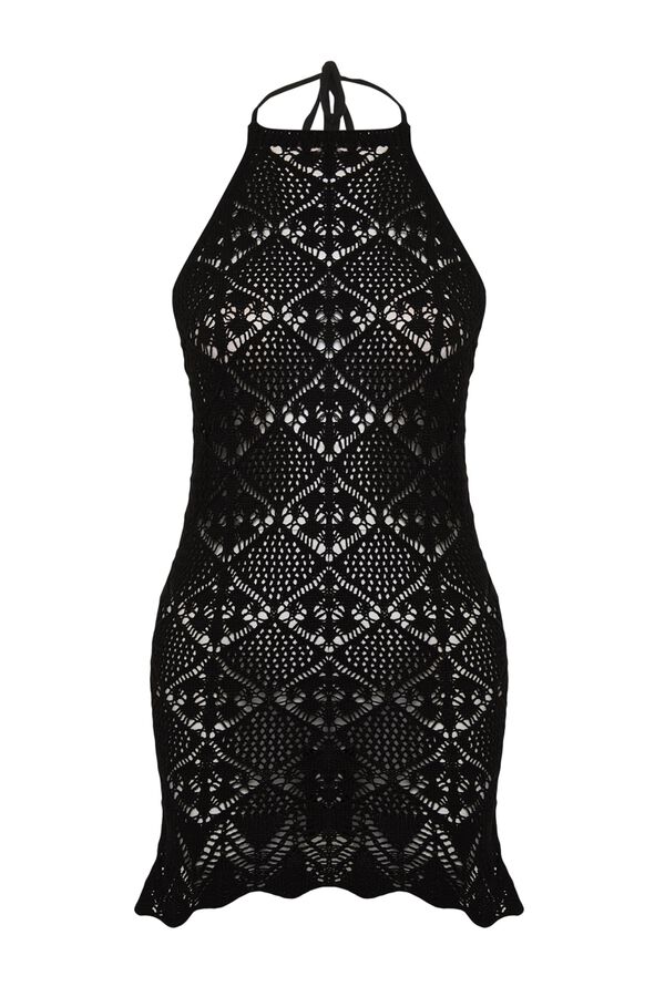 Trendyol Vestido mini ajustado gola halter preto