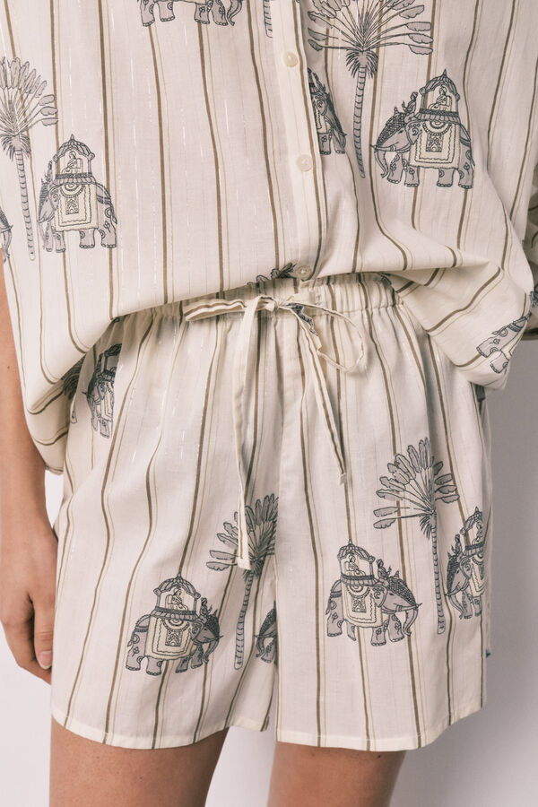 Women'secret Pijama curto em algod&atilde;o estampado branco