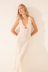 Women'secret Vestido largo crochet blanco  marfil
