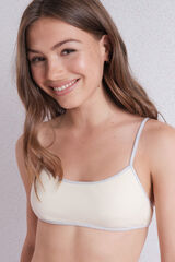 HI&BYE Top de soutien de algod&atilde;o amarelo com copas remov&iacute;veis estampado