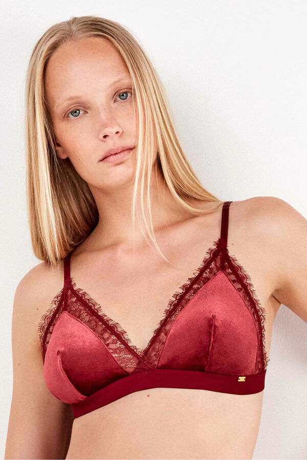 Gisela Soutien triangular de veludo vermelho