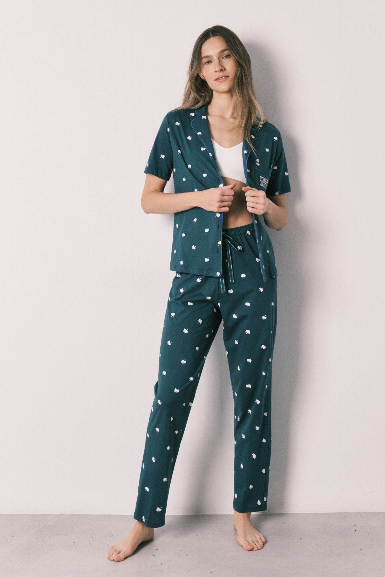 Women'secret Pijama camiseiro Hello Kitty manga curta em algod&atilde;o