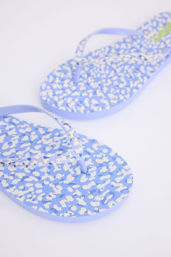 HI&BYE Chanclas print leopardo azul logo estampado