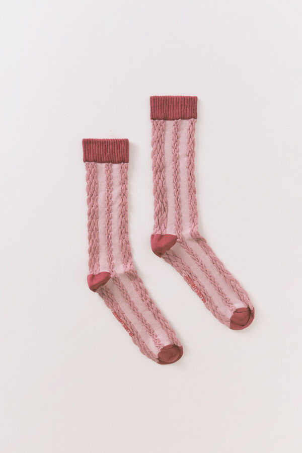 Women'secret Meias longas tran&ccedil;adas rosa rosa