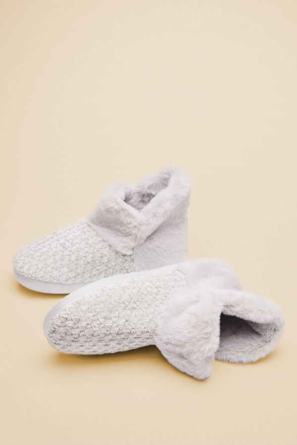 Women'secret Zapatillas casa bota pelo gris gris