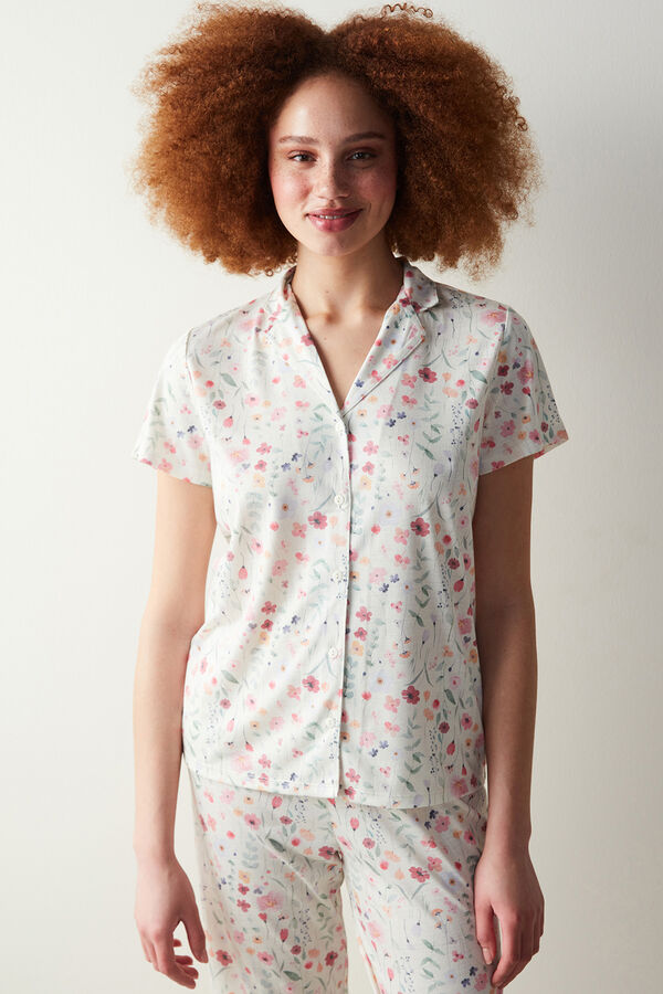 Penti Conjunto de pijama com camisola e cal&ccedil;a flores de primavera estampado