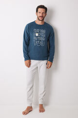 Women'secret Pijama largo hombre polar "Grogu" azul