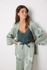 Women'secret Conjunto pijama 3 piezas verde estampado