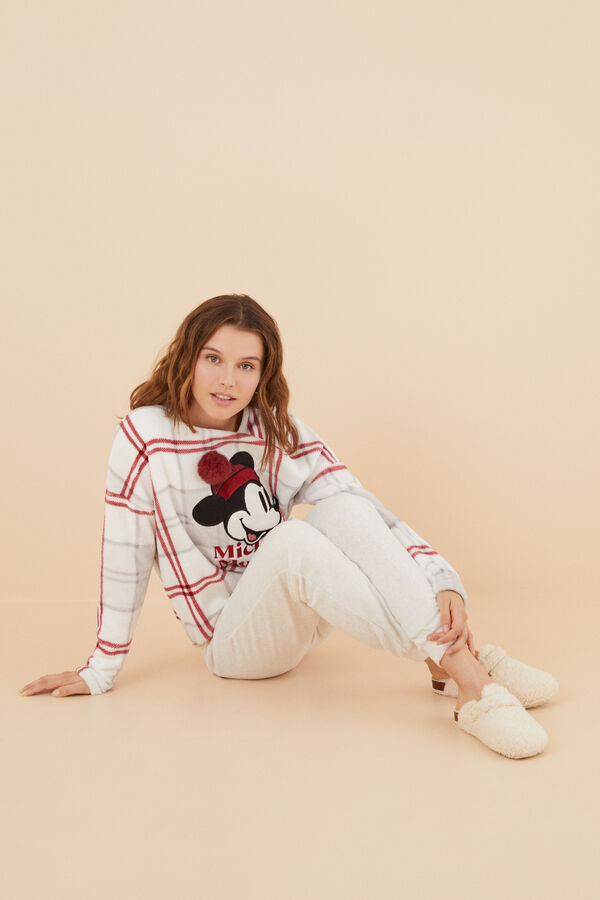 Women'secret Pijama polar 3D Mickey Mouse gris
