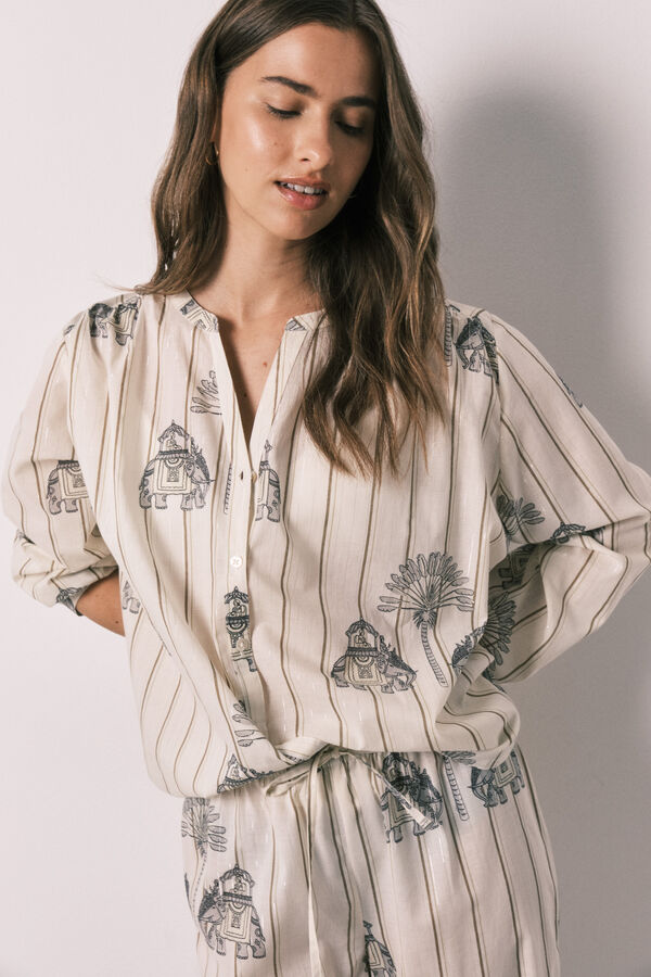 Women'secret Pijama largo algod&oacute;n estampado estampado