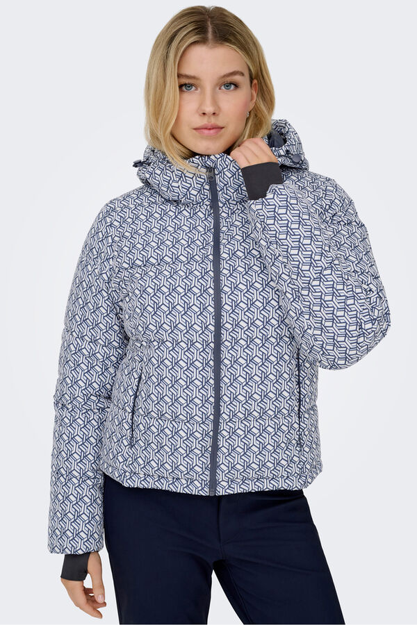 Only Play Casaco ski acolchoado t&eacute;cnico estampado para mulher branco