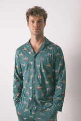 Women'secret Pijama camisa com estampado com c&atilde;es 100% algod&atilde;o verde