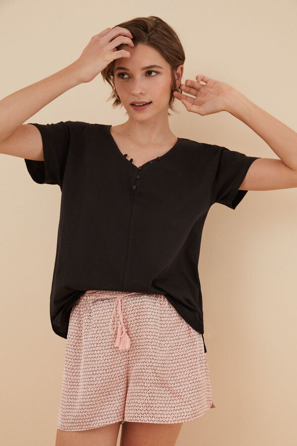 Women'secret T-shirt preta 100% algod&atilde;o preto